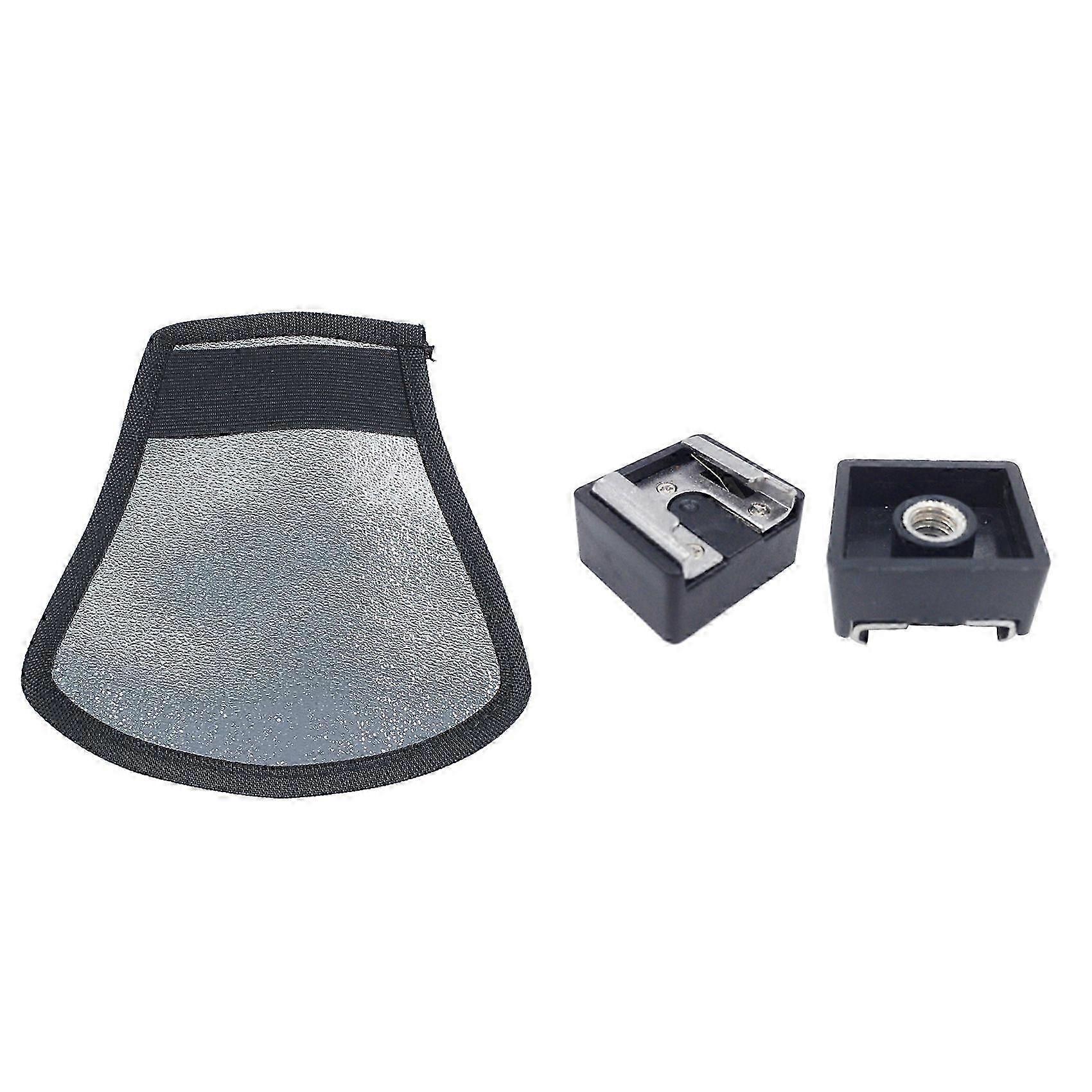 1x Flash Diffuser Silver/White Reflector for Nikon Speedlite SB-600,SB-800 & 2Pcs Flash Hot Shoe Mount Adapter