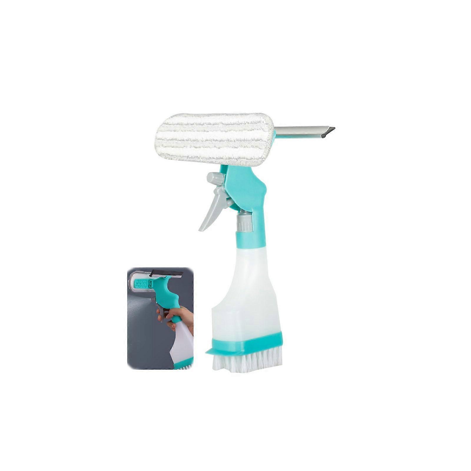4 in 1 Window Cleaning Tool with Refillable Spray, Microfiber Washer and Scraper Blade Set