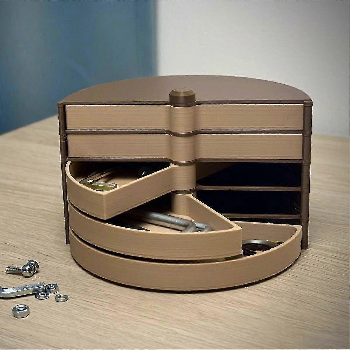 Modular 3D Printed Hardware Storage Tower 360 Rotating, Compact Vertical Workshop Organizer for Screws