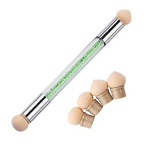 Green Nail Art Sponge Pen with Replaceable Heads for Gradient Brush and Precise Polish Application