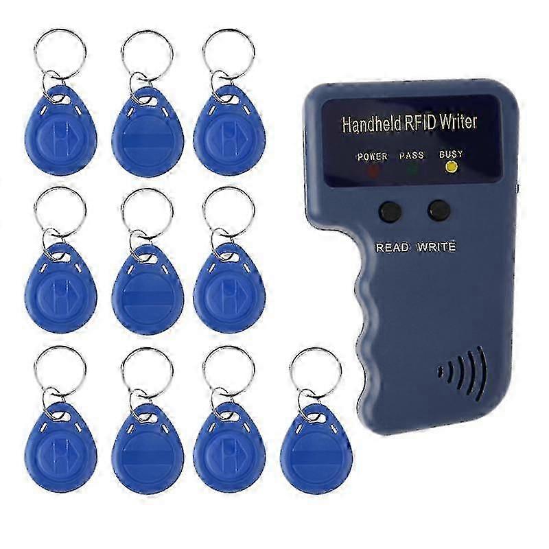 RFID Copier Duplicator Programmer Reader with 10Pcs Rewritable ID Keyfobs Tags Card