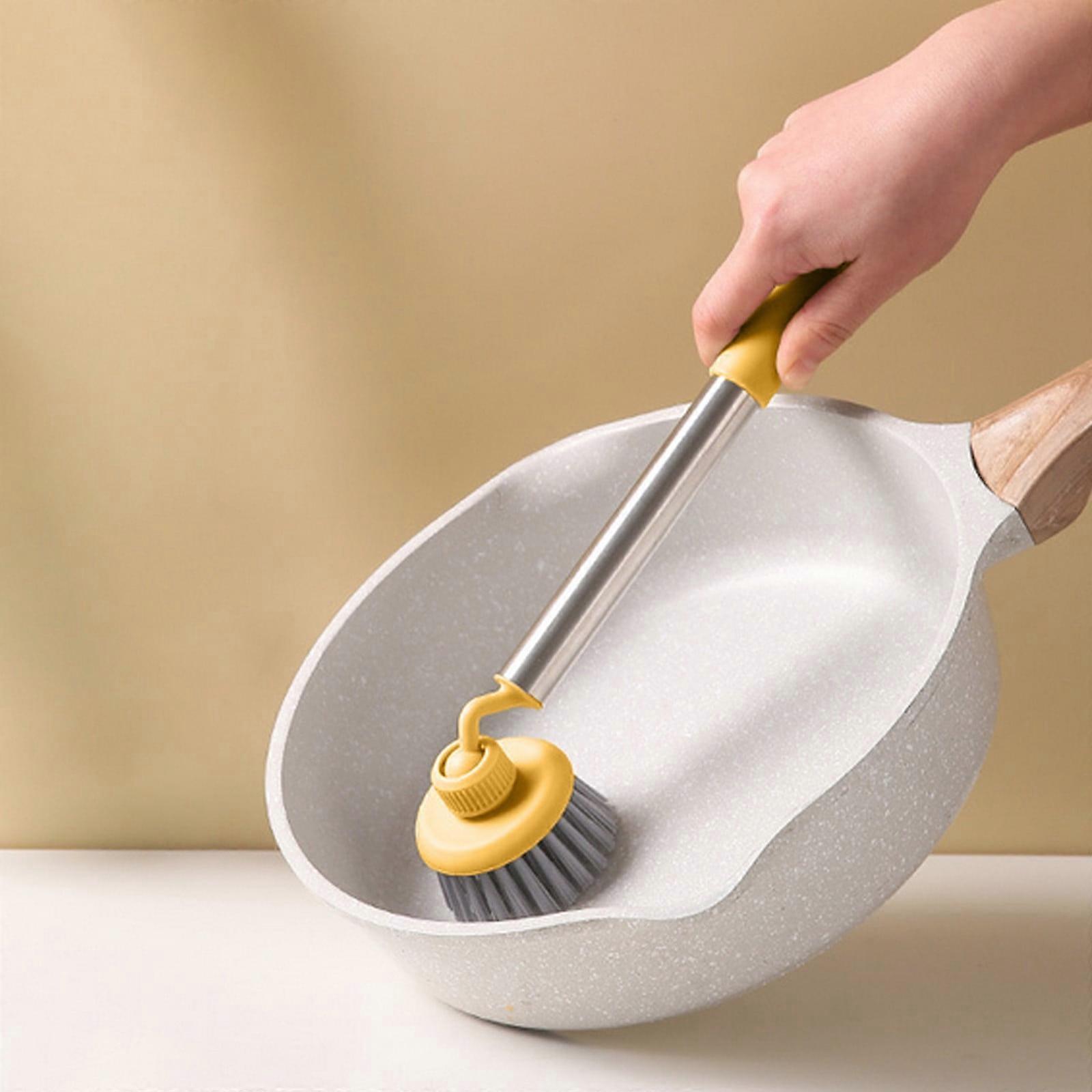 Large Long-Handle Kitchen Pot Brush Multi-Directional Non-Scratch Cleaning Brush
