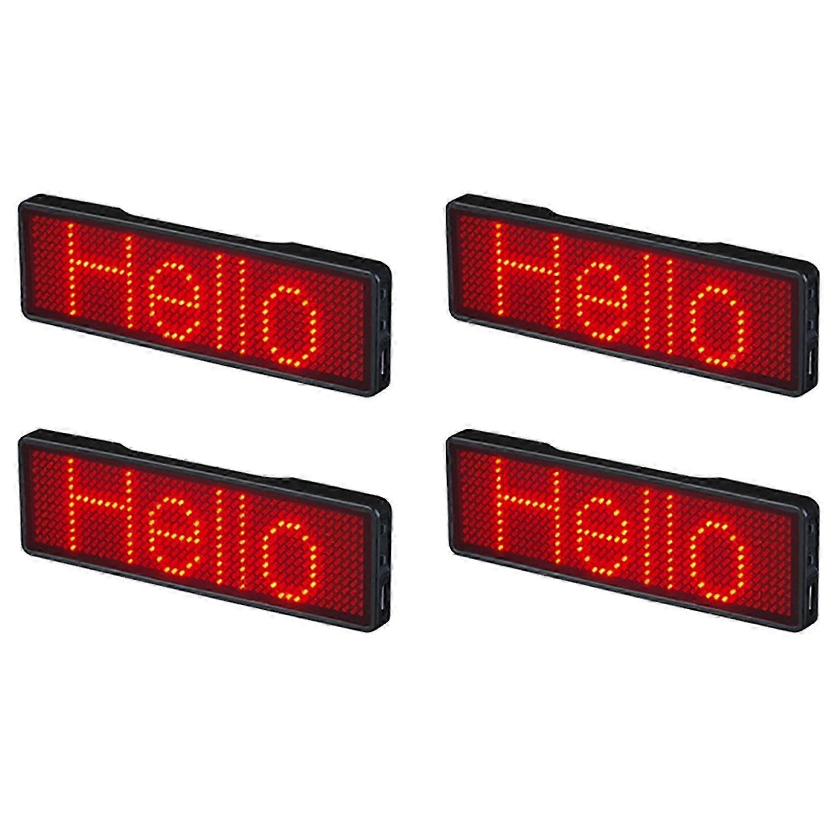 4X Bluetooth LED Name Badge, Rechargeable Programmable Scrolling Message Display Board