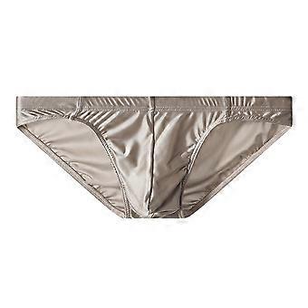 Men Briefs Loose Fit Elastic Mid-Waist U-Convex Panties Solid Color High Elasticity Breathable Sleeping Underwear