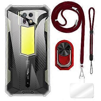 Shockproof TPU Phone Case for Ulefone Armor 24, Slim Cover with 360° Ring Holder, Lanyard and Kickstand