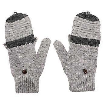 Warme, wandelbare Winterhandschuhe für Damen, halbfingerig, gestrickt, grau, bieten Wärme, 1 Paar