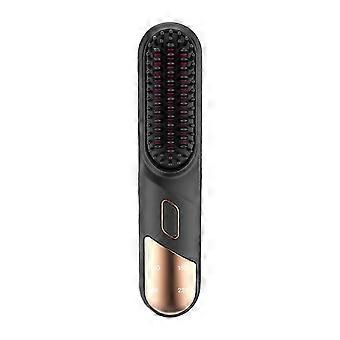 Kabellose, per USB aufladbare Haarglätterbürste mit 4 Temperaturstufen, schneller Aufheizfunktion und negativen Ionen zum Stylen und Entwirren von nassem und trockenem Haar