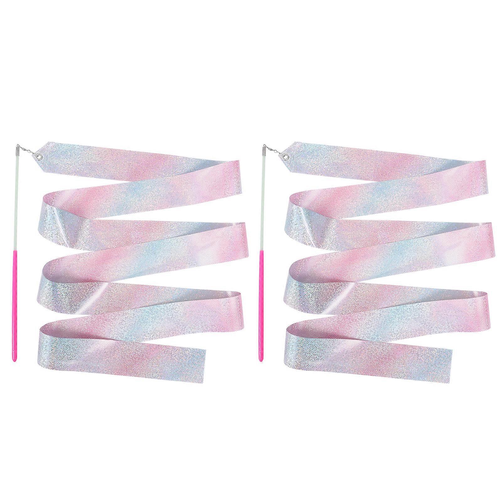 2Pcs Barn Shining Gymnastikk Streamers for Performance Competition