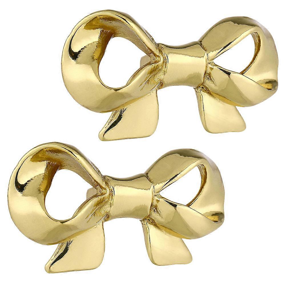Gold Bow Knobs Brass Bowknot Drawer Pull Handles 2Pcs for Dresser Use