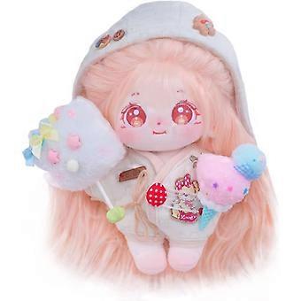 20cm Plush Doll Long Hair Girl Naked Humanoid Stuffed Body no Attribute 8" Normal Body Dress Up Gifts (a-13-without Skeleton)