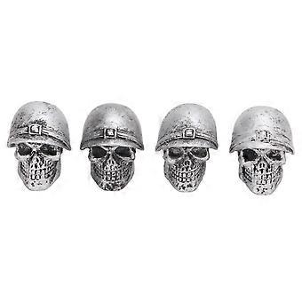 4PCS Band Ventiel Caps Schedel Stijl Anti Oxidatie Universeel voor Auto's Vrachtwagens Fietsen Motorfietsen Fietsen Zilver