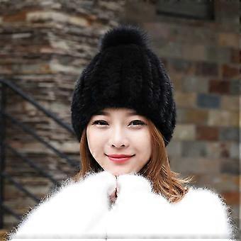Mink Hair Hat Women's Autumn and Winter Foreign Style Fashionable Versatile Ear Protection Warm Hat Winter Real Hair Women's Fur Mink Hat