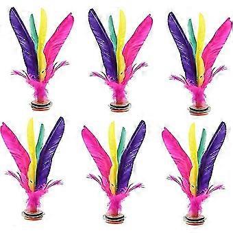 2026WEI-6 Pack Chinese Jianzi Colorful Feather Kicking Shuttlecock Foot Sports Toy Game
