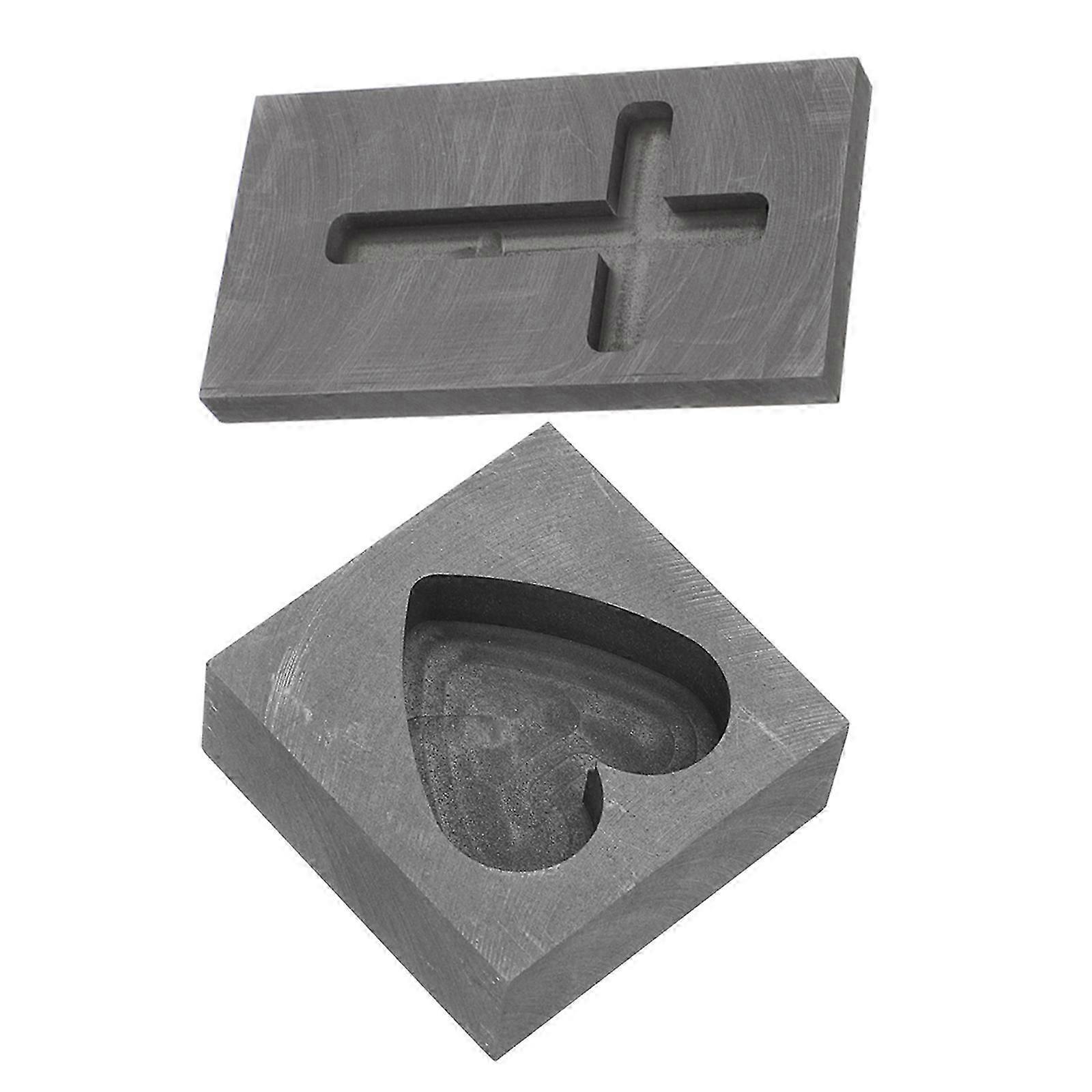Heart Graphite Mold for DIY Use Casting Copper 2Pcs Cross Shape Mold