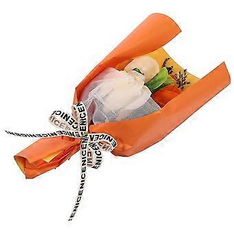 Orange tvålrosblombukett för hemmet 1 set handgjord presentask