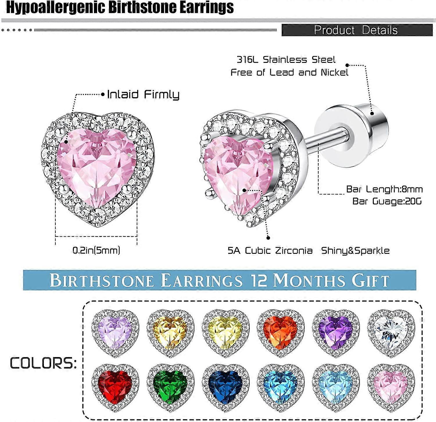 Hypoallergenic Birthstone Stud Earrings