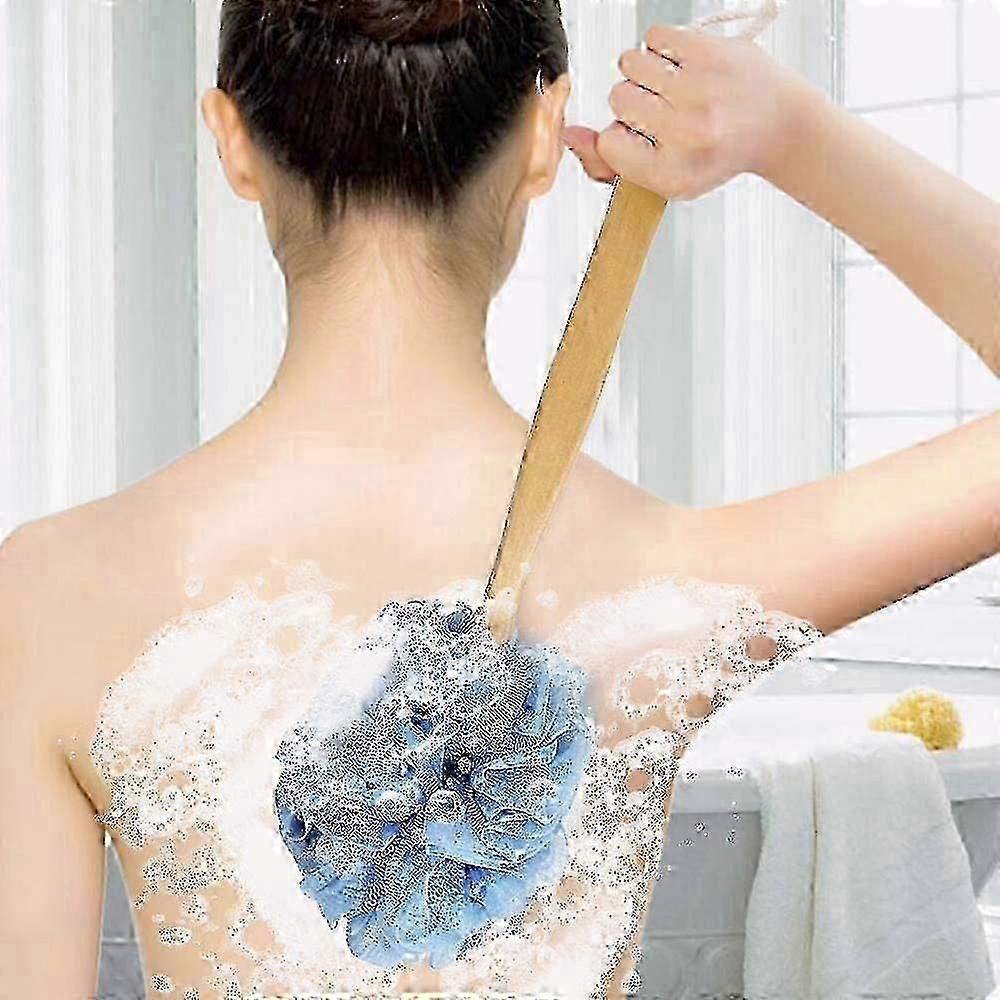 Bâton de luffa, éponge de douche, éponge de bain avec poignée