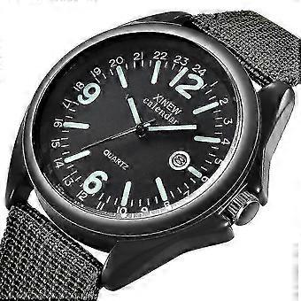Militärische Herren Quarzuhr Schwarzes Zifferblatt Datum Luxus Sport Armbanduhr-Gut
