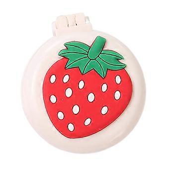 Folding Travel Hair Brush with Built-in Mirror, Compact Strawberry Design for Girls & Women