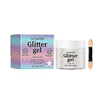 Dazzling White Sequins Gel for Dance Floor & Party, 3D Highlight Shimmer Makeup Supplies, Natural Effect