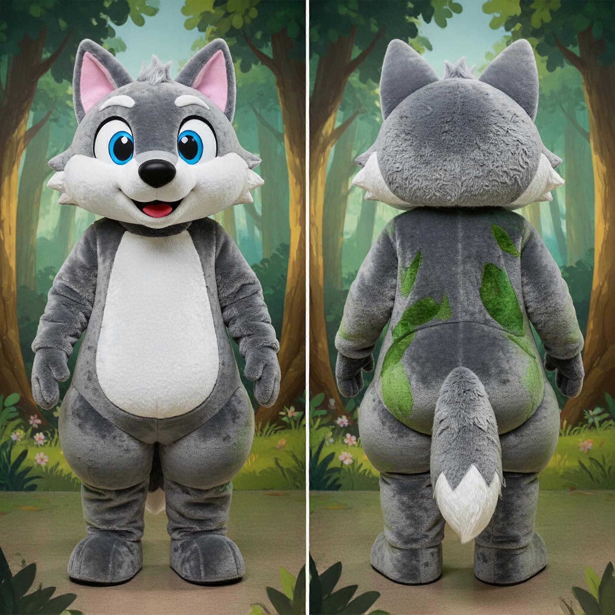 MASTICOT Forest Green Cartoon Wolf Mascot