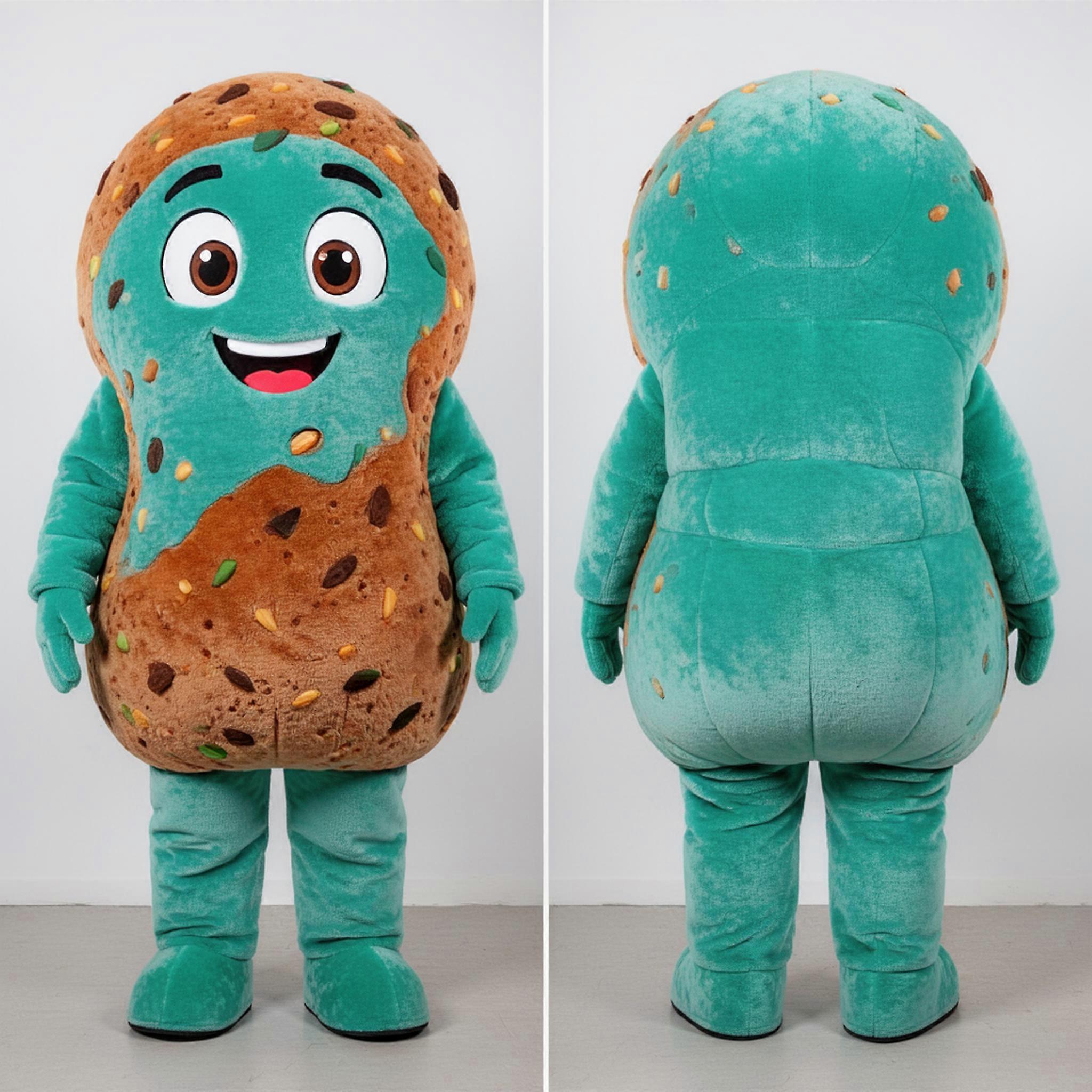 MASTICOT Teal Rounded Falafel Mascot