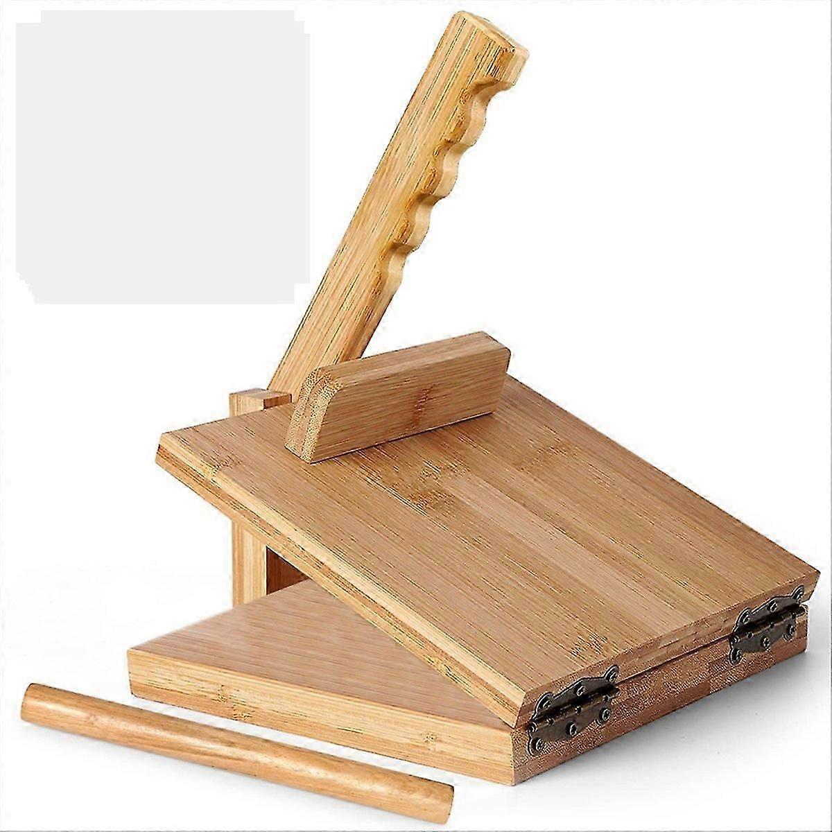 Prensa para Tortilhas de 25 cm (10 polegadas), Máquina de Roti Grande em Madeira de Bambu, TOC