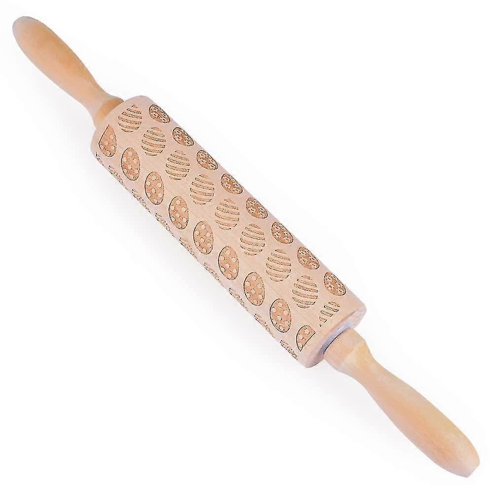 Patterned Easter Rolling Pin, Rolling Pin Pattern Mold 3D rolling pin pattern for DIY Easter cookies in the kitchen, baking with kids