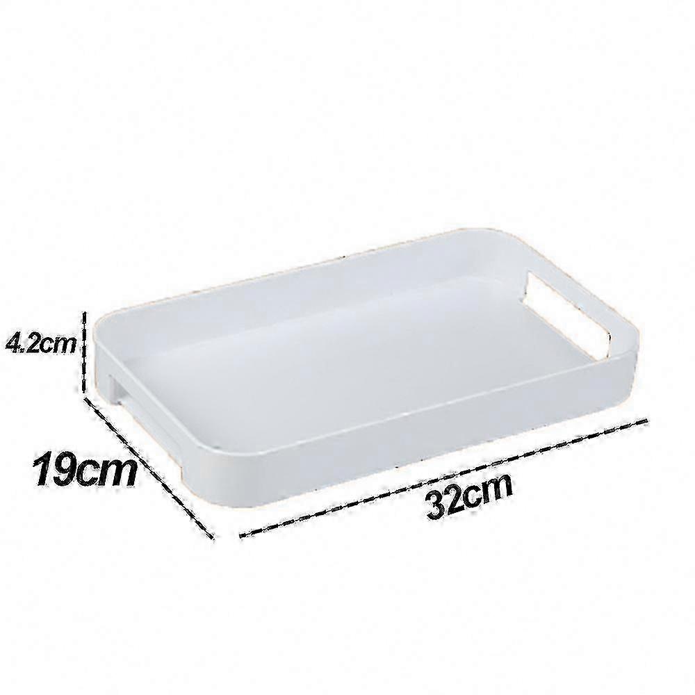 White Rectangular Plastic Serving Tray with Handles, Stable, Edition 0228