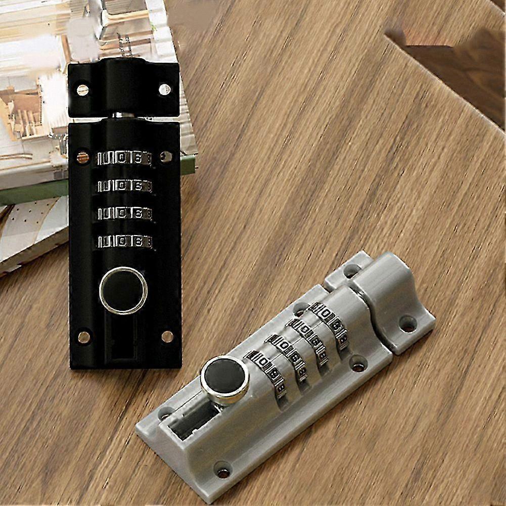 Security Password Door Latch - Anti-Theft Sliding Combination Catch (Silver)