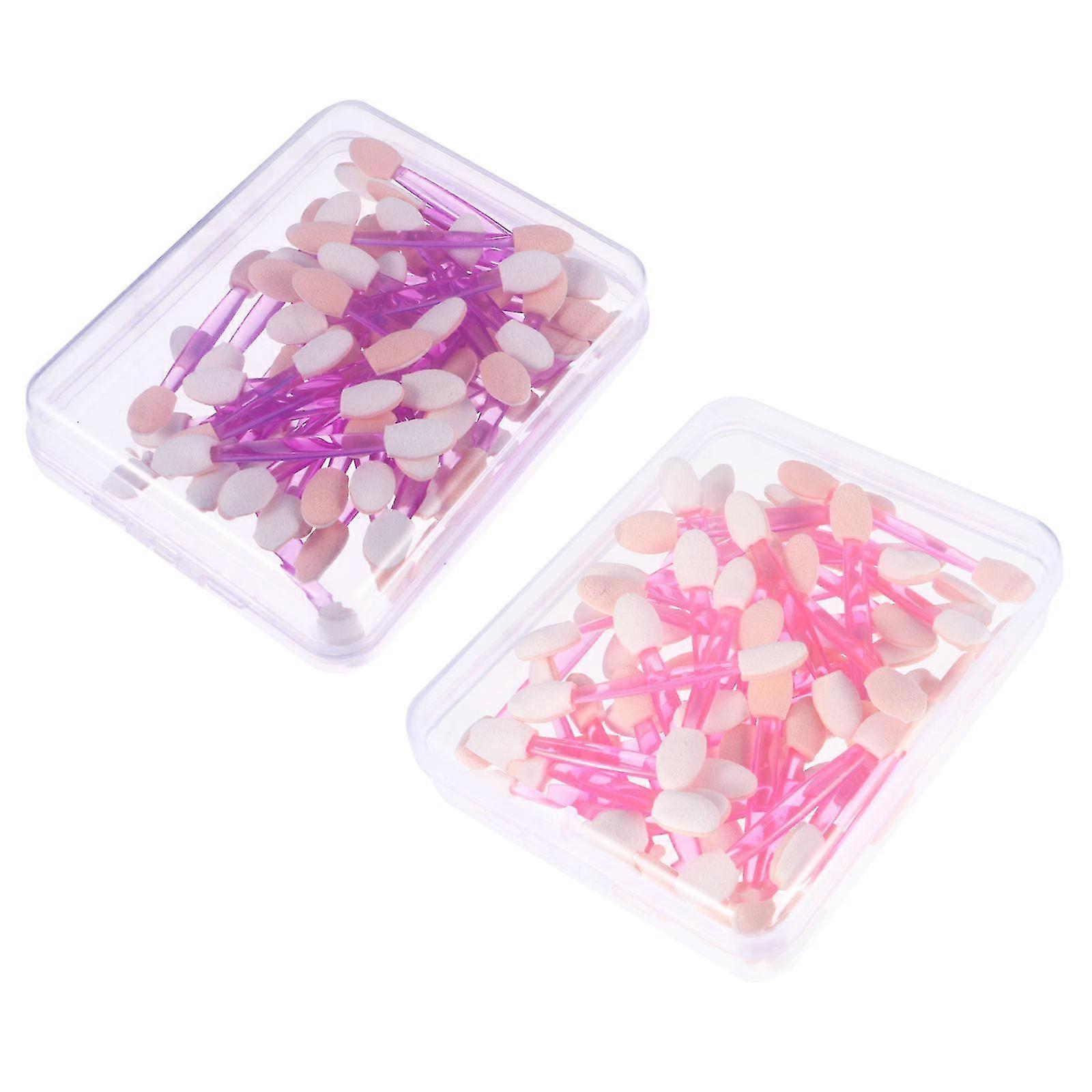 Double-Ended Eyeshadow Brush compatible with Makeup Use 100Pcs Assorted Color Applicators