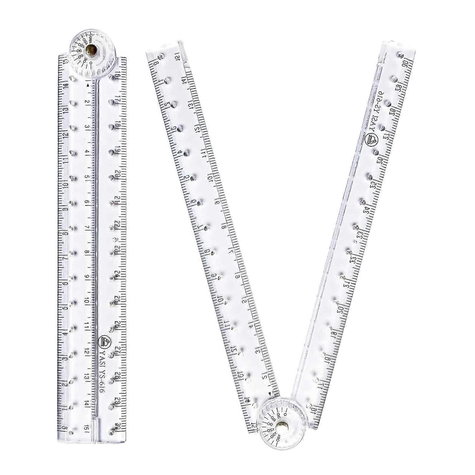 Multipurpose Transparent Foldable Ruler with Protractor and Precise Scale