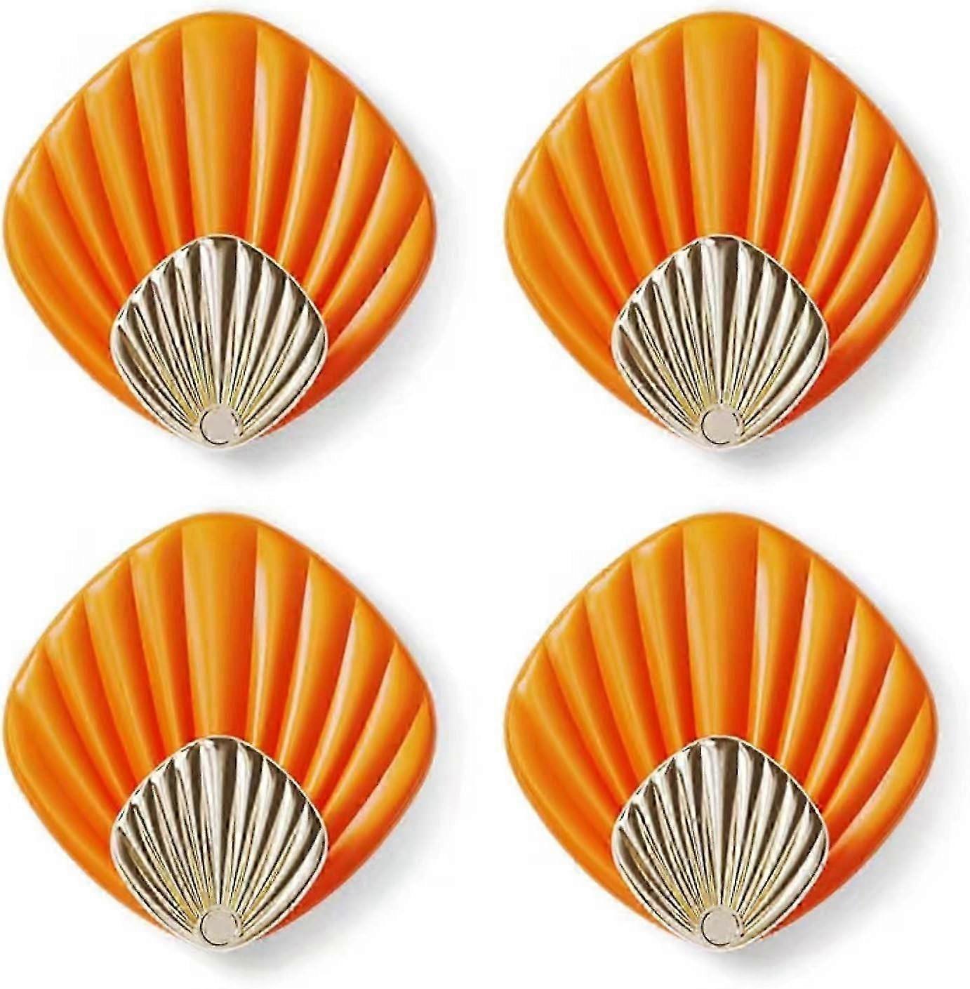 4-Pack Shell Adhesive Hooks - No-Drill Strong Hold compatible with Bathroom/Kitchen