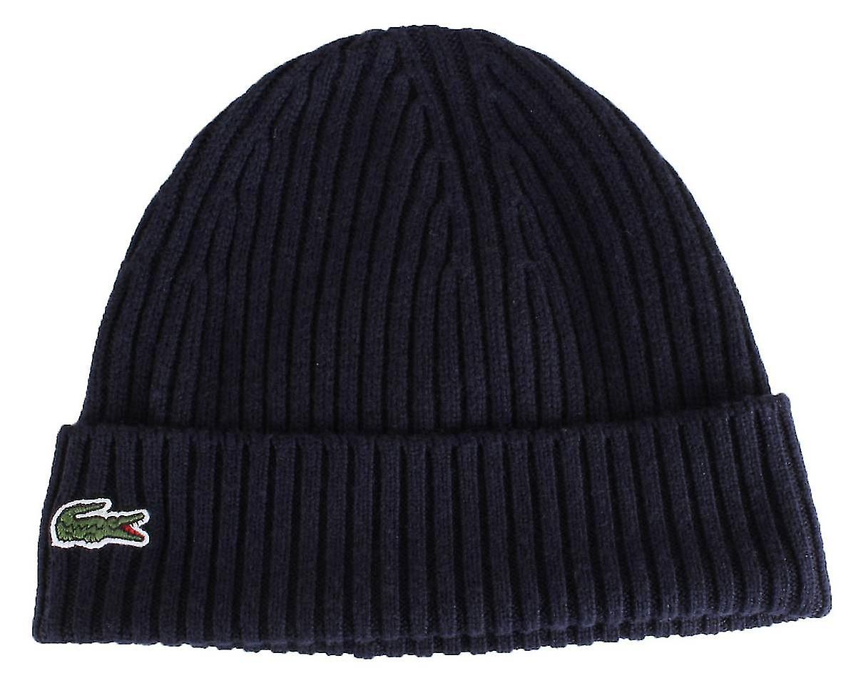 Lacoste Ribbed Wool Beanie - Marine Navy