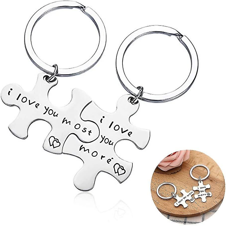 2 Stück Puzzle Design Edelstahl Silber Ihr einziger Brief Schlüsselanhänger Geschenk