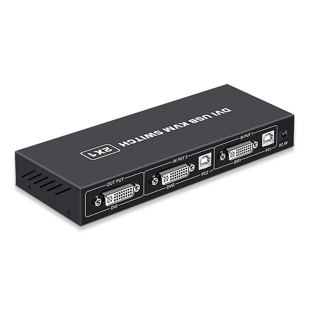 DVI KVM-printerdelingsswitch USB-hub 2 ind 1 ud KVM-dockingstationsadapter