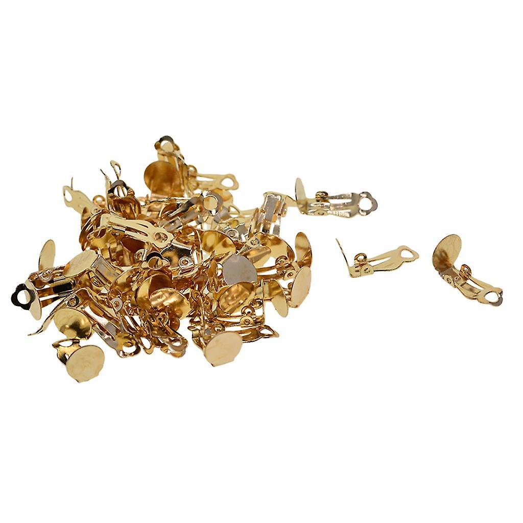 100pcs Flat Round Tray Clip-on Earring Hook Components