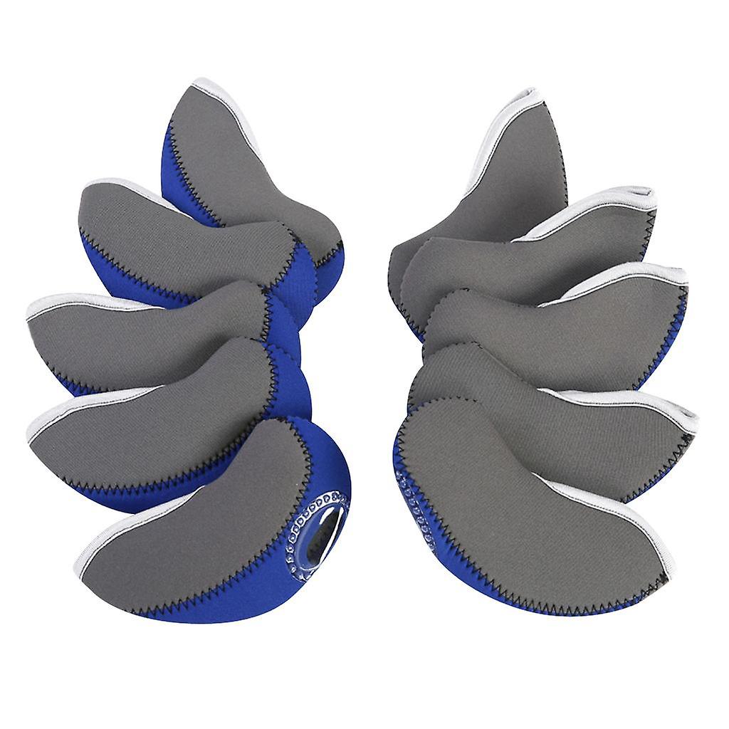 10 חלקים ניאופרן גולף מועדון ברזל כיסויי ראש - חלון שקוף כחול כהה