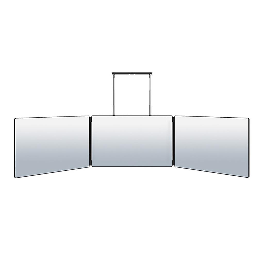 Self Hair Cutting Trifold Mirror with Telescoping Hooks without LED Light