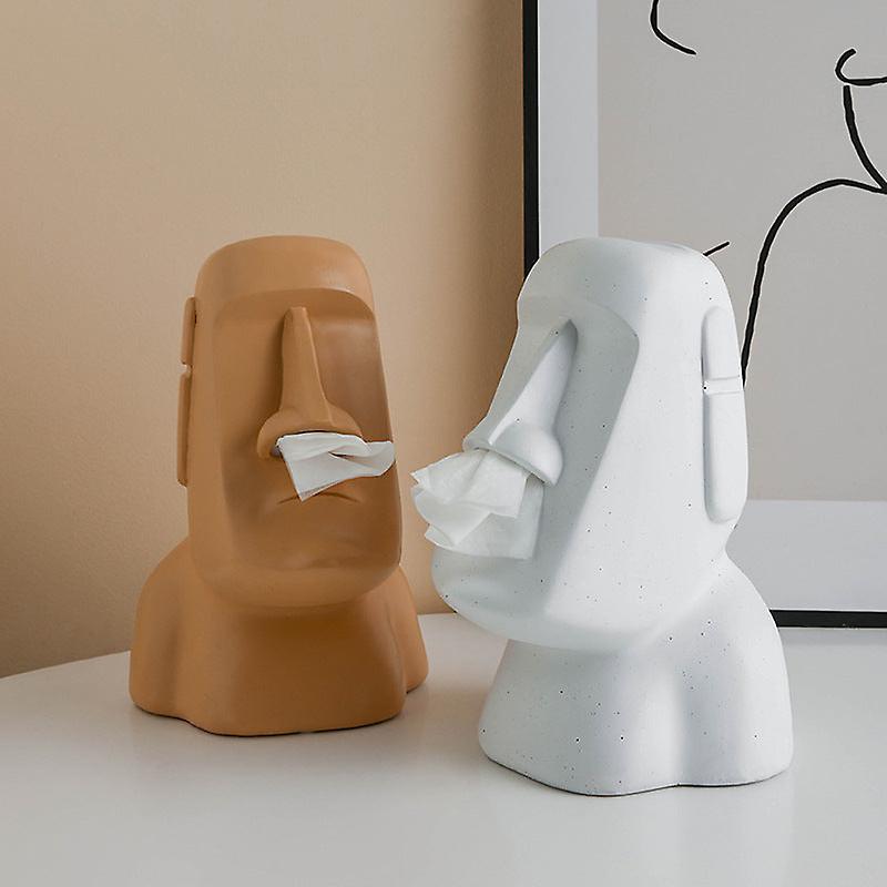 Lustige Moai Stein Statue Insel Taschentuch Box Porträt Stein Taschentuch Spender Taschentuch Box Häusliche Ornamente