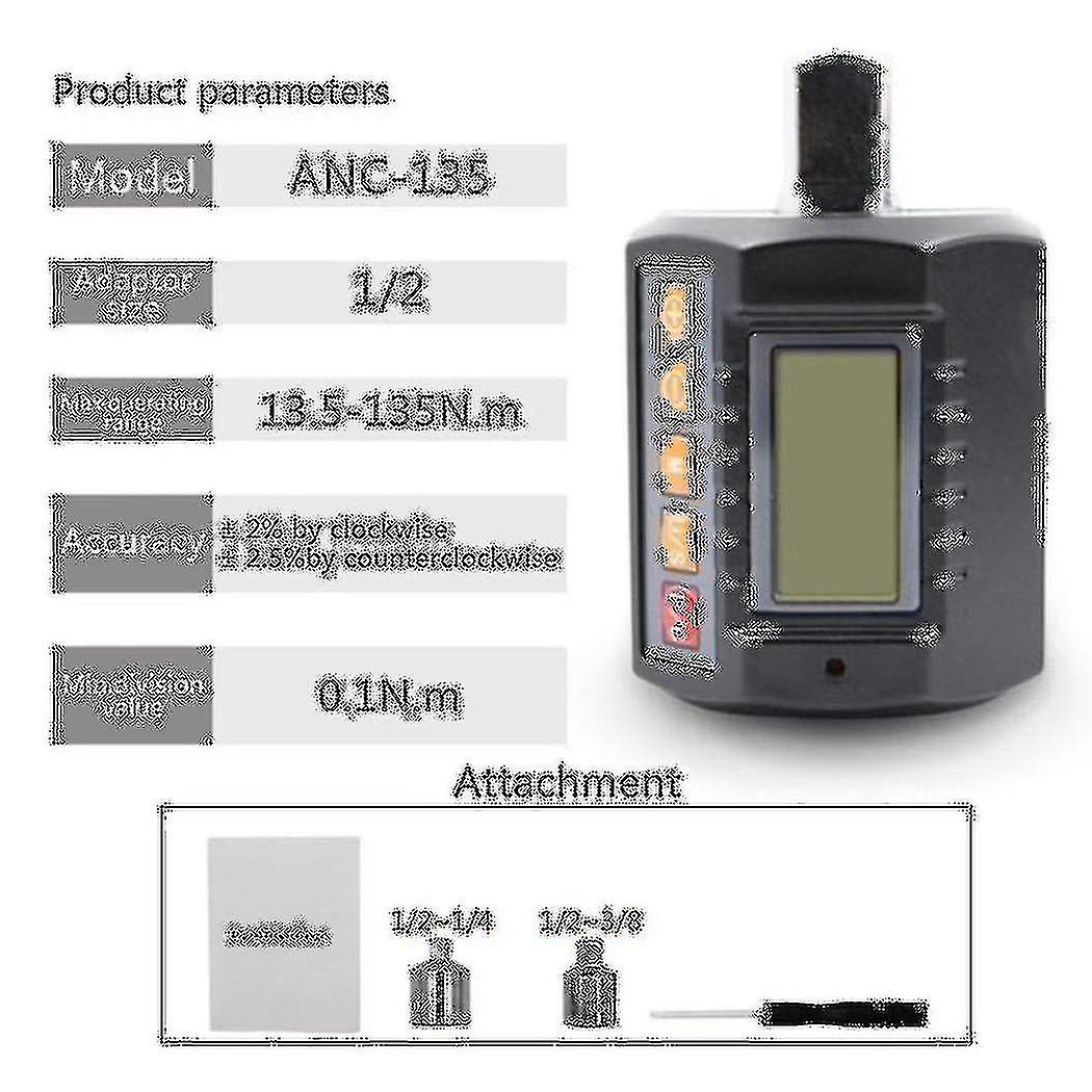 1/2 Adjustable Torque Tester Anc-135 With Adapter Torque Meter