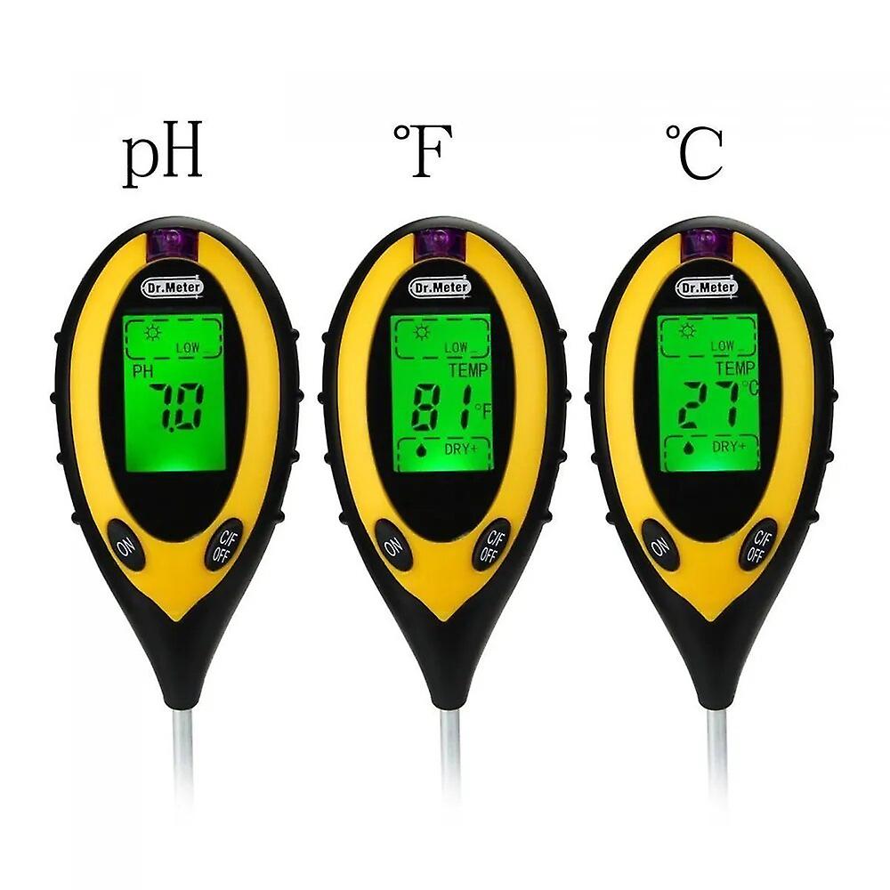 Soil Ph Meter Tester Soil Tester Ph Moisture Meter Temperature Sunlight Intensity Measurement Analysis Soil Acidity Test 4 In 1
