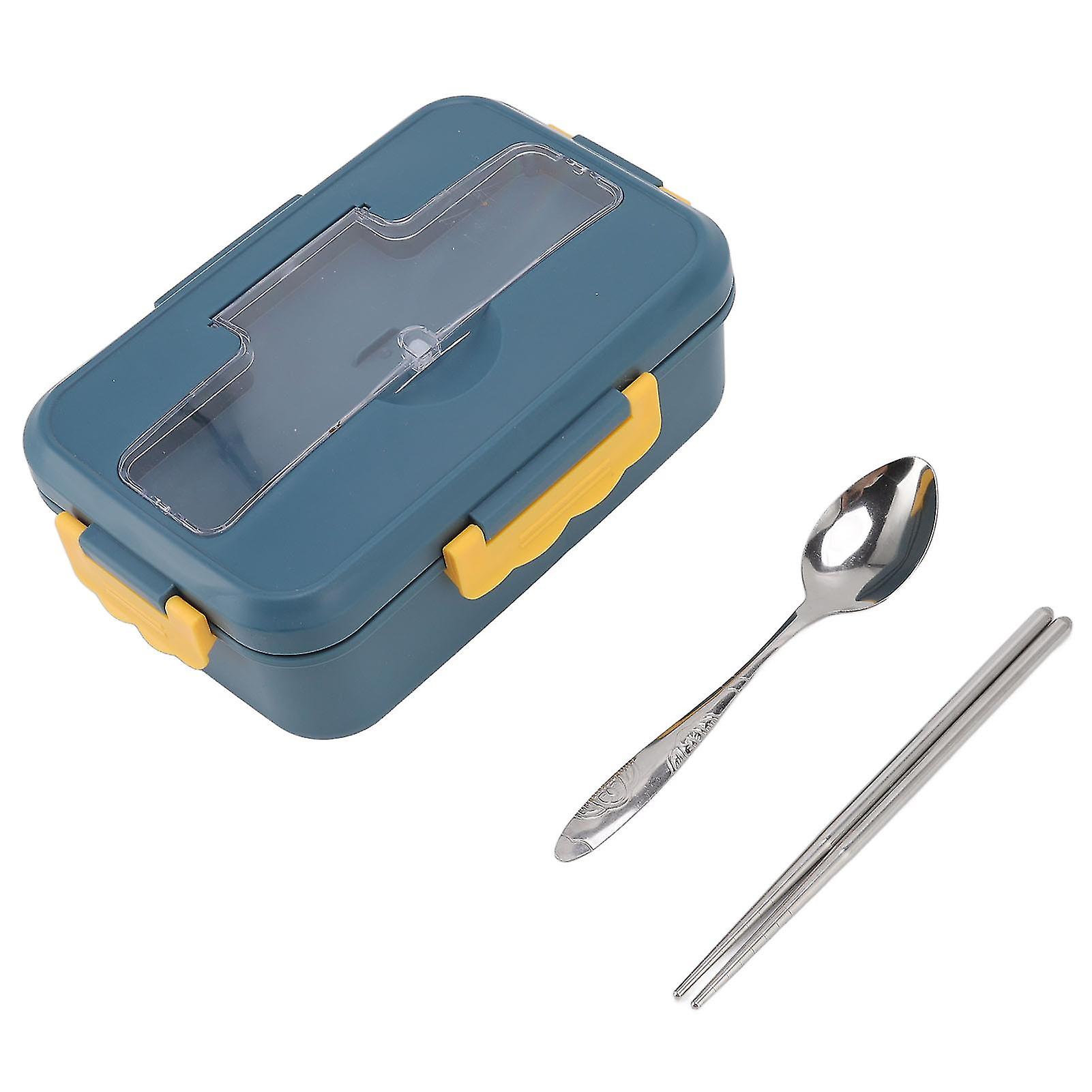 Insulated Bento Box with Spoon and Chopsticks for Adults, Kids and Students (Stylish Blue Lunch Box)