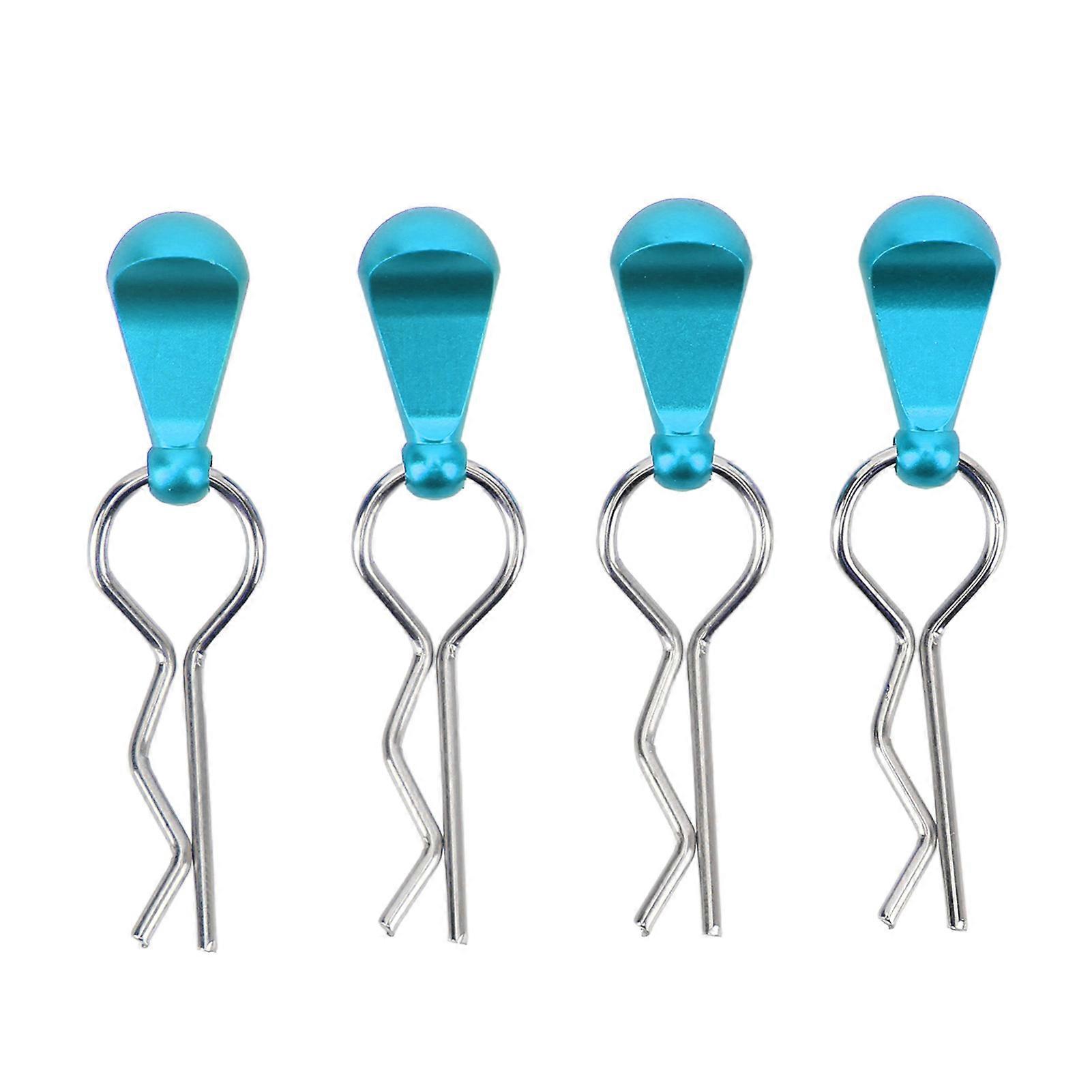 4Pcs RC Body Clip Pin Stainless Steel R Shape Universal for 1/8 1/10 Remote Control Car Blue