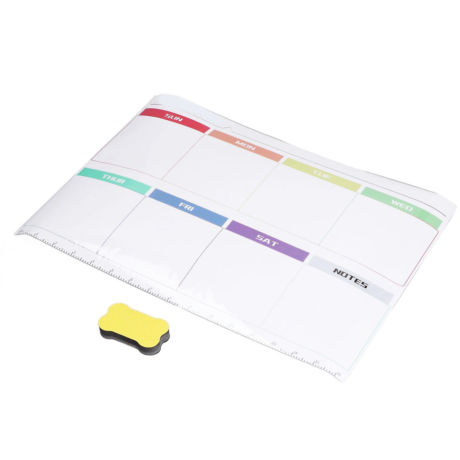 Weekly Calendar Self Adhesive Reusable Weekly Dry Erase Board Paste with Eraser for Home Wall Fridge