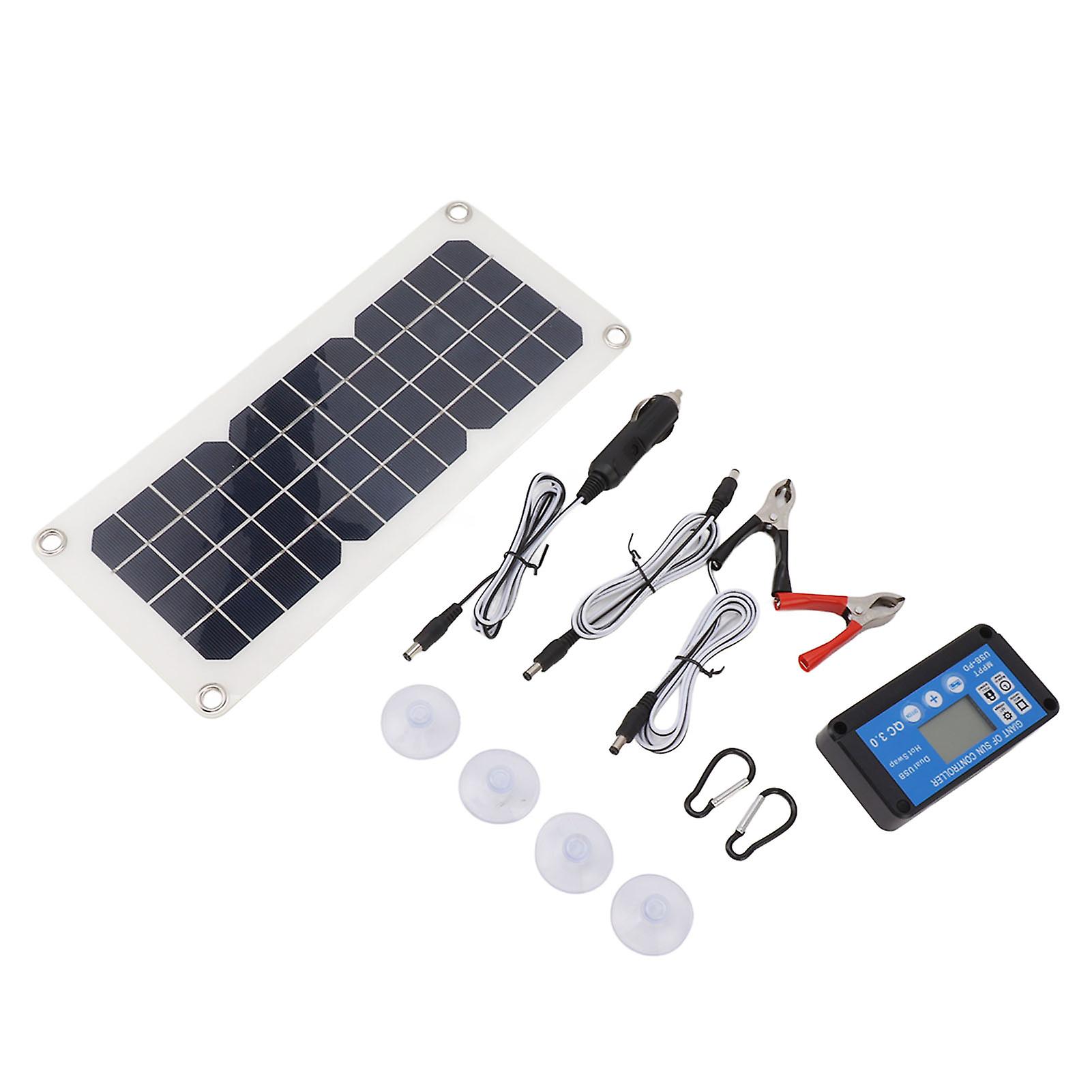 30W Solar Panel Kit with Dual USB Output for Camping & Vehicles