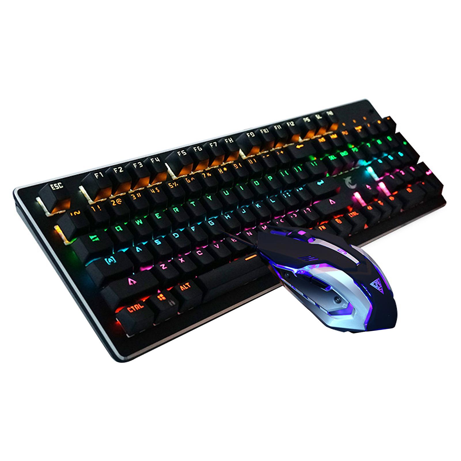 1 Set RGB Keyboard Adjustable DPI RGB Backlight Portable 3200DPI Waterproof USB Wired Mouse for Computer