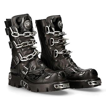NEW ROCK ブーツ Amazon | [New Rock Shoes] Unisex Black Leather Studded Boots