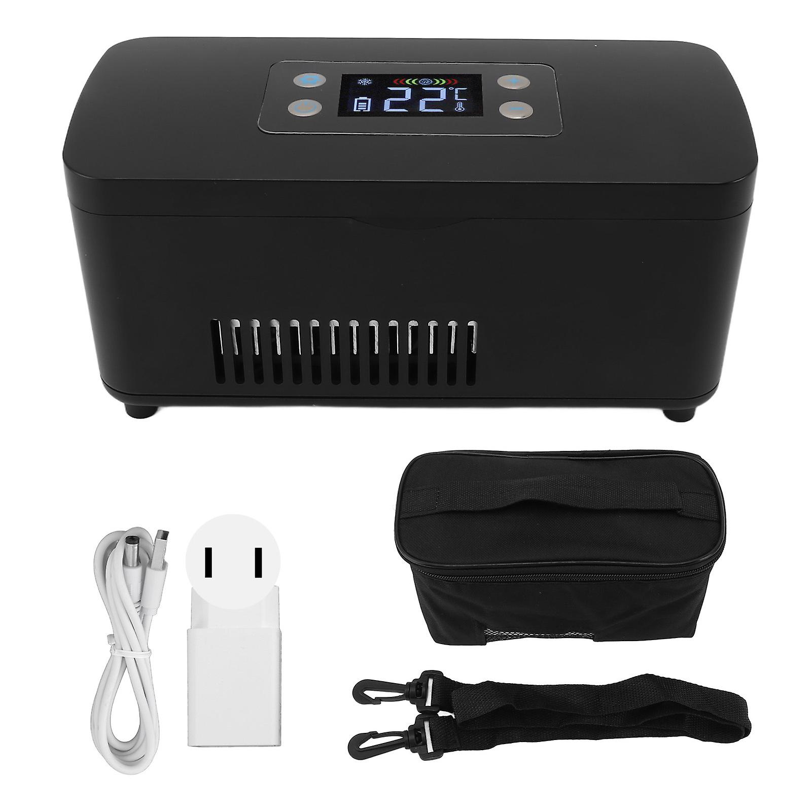 Insulin Cooler Refrigerated Box USB Charging Port Sealed 100‑240V Portable Insulin Cooler Box for Storage Medicine Black US Plug