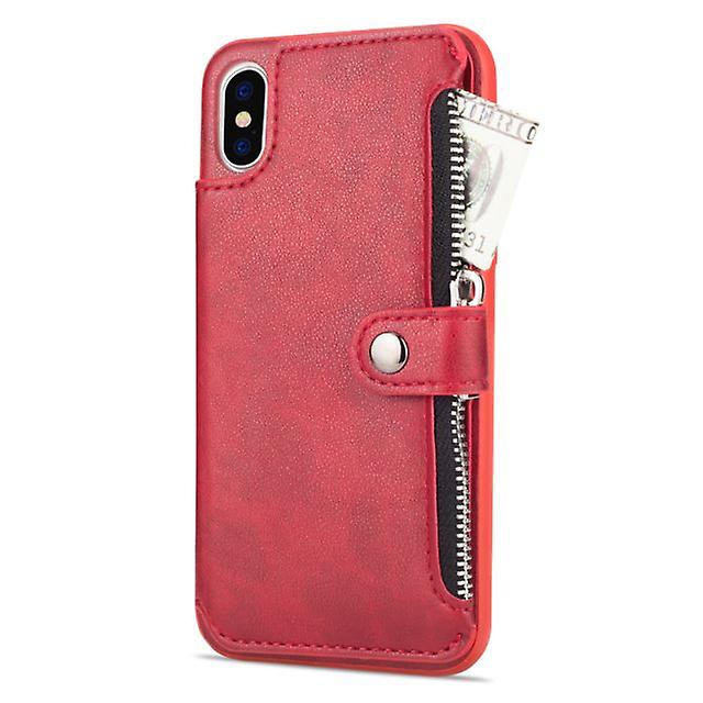 Zipper Leather Case for Apple iPhone 6 Plus - Red